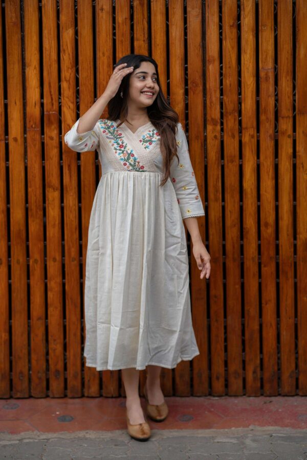 Artfully Adorned ? Women's XXL Dress in Cotton with Floral Embroidery(M) - Image 7