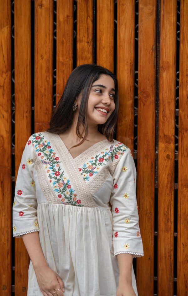 Artfully Adorned ? Women's XXL Dress in Cotton with Floral Embroidery(M) - Image 4