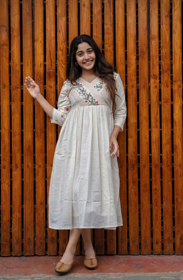 Artfully Adorned ? Women's XXL Dress in Cotton with Floral Embroidery(M) - Image 6